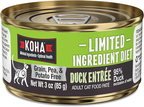 KOHA Limited Ingredient Diet Pate for Cats, 96% Duck Sensitive Stomach Cat Food, Duck Food for Cats, Trial Pack (3 Cans)