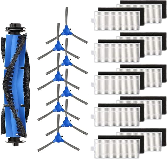 Replacement Parts Compatible with eufy RoboVac 11S RoboVac 30 RoboVac 30C RoboVac 15C RoboVac 12 RoboVac 35C RoboVac 15T Accessory, 19 Pack (10 Filters + 8 Side Brushes + 1 Rolling Brush)