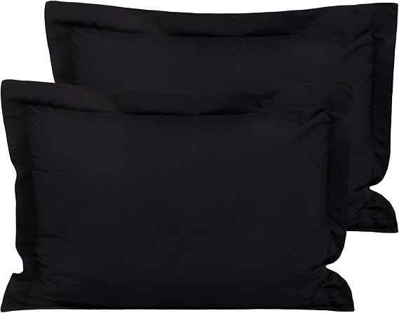 FLXXIE Microfiber Queen Pillow Shams Set of 2, Black