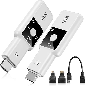 Wireless HDMI Transmitter and Receiver 2.4G+5G 165FT/50M,Plug&Play 4K HDMI Inalambrico Adapter with LED Display for Streaming Audio Video Files from Laptop/Desktop to HDTV/Projector/Monitor