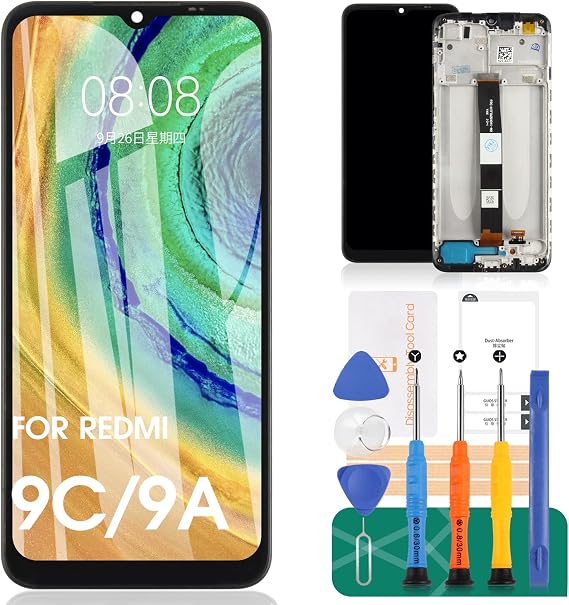 for Redmi 9C Screen Replacement for Xiaomi Redmi 9C LCD for Redmi 9A Display for M2006C3MG for Redmi 10A LCD Digitizer Touch Screen Assembly Repair Parts with Frame