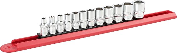 OEMTOOLS 22950 1/4 Inch Drive 12 Piece Metric Socket Set, 1/4 Inch Drive Socket Set With Socket Organizer, 6 Point Sockets