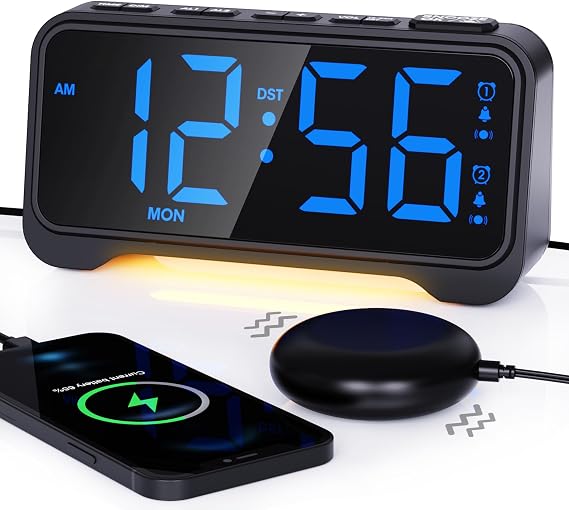 ROCAM Loud Alarm Clock for heavy sleepers with Powerful Speaker