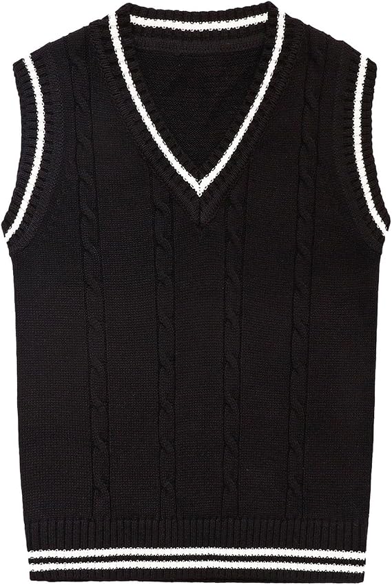 Baby Boys Girls V Neck Knitted Sleeveless Pullover Sweater Vest Toddler School Uniform Waistcoat Tops