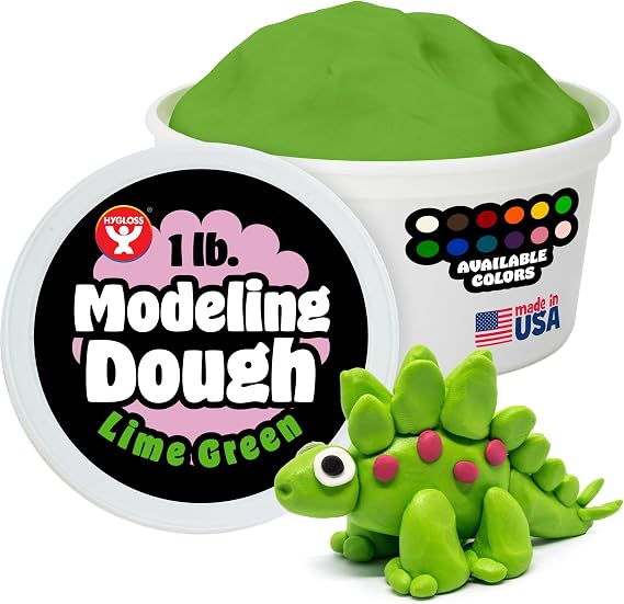 Hygloss Play Modeling Dough for Kids, Lime Green, 1lb, Unscented | Clay for Toddler Activities, Sensory Dough, Arts and Crafts, Safe and Non-Toxic, Preschool Classroom Must-Haves, Tub