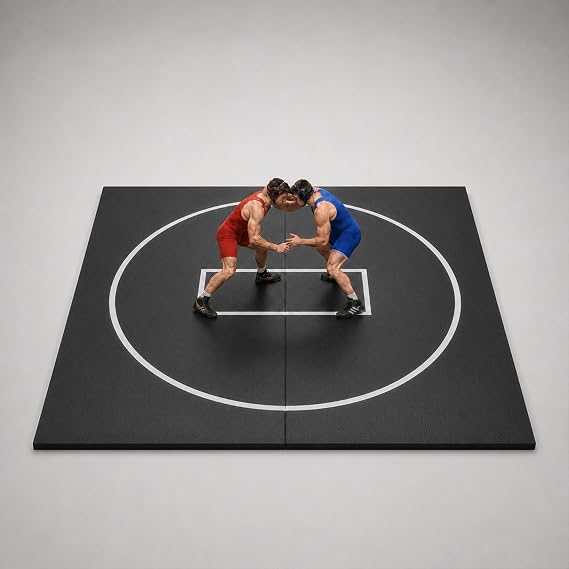 Wrestling Mat 1.2" Thick XPE Foam BJJ Mat Roll-Up Design | High Impact Absorption Durable PVC Surface Non Slip Waterproof Easy Cleaning 2 Storage Bags Convenient Storage Multi Sports
