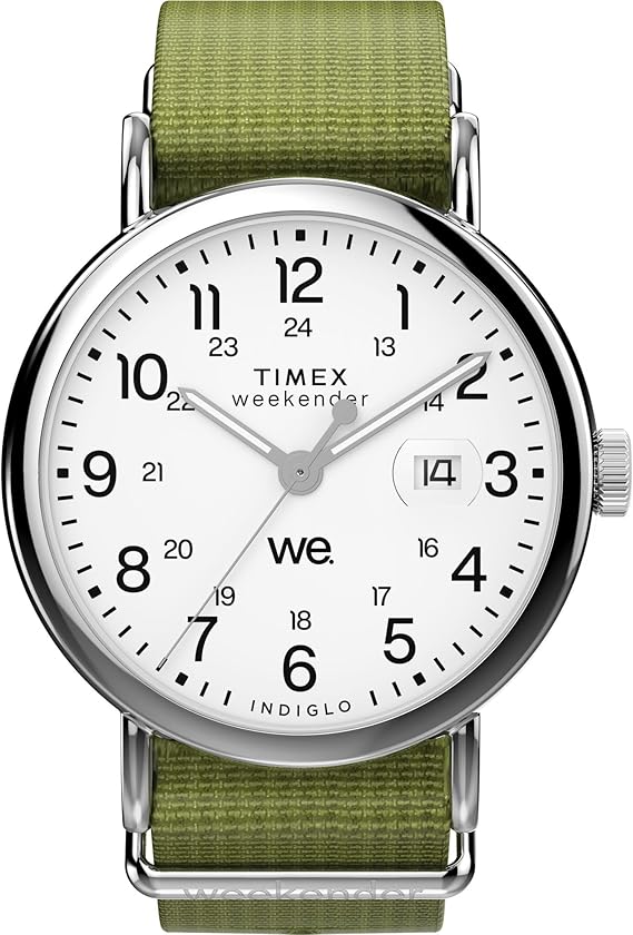 Timex Unisex Weekender 40mm, Green/Silvertone/White , watch