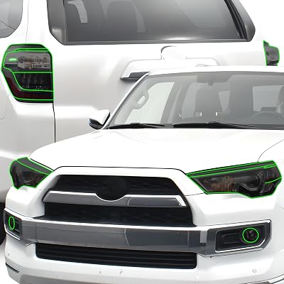 BOGAR TECH DESIGNS Full Headlight Taillight Reflector Sidemarker Tint Film Kit Compatible with Toyota 4Runner 2014-2024, Dark Smoke