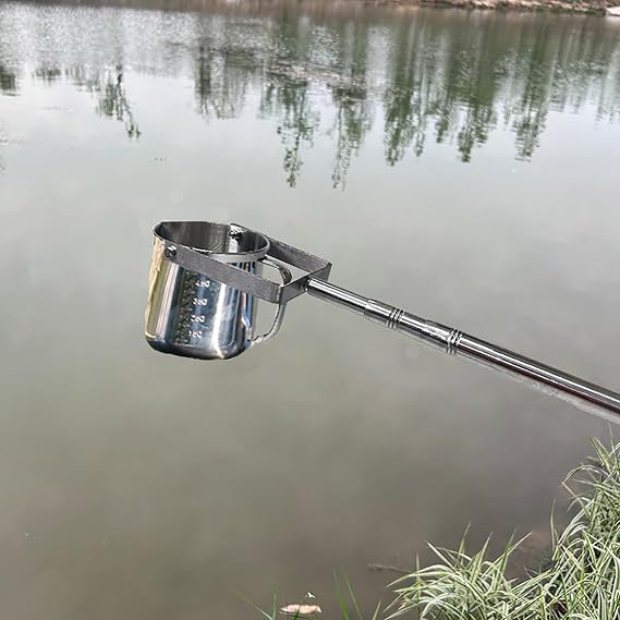 Stainless Steel Telescopic Water Sampler with Pendulum Beaker,Thickened Extension Pole for Water Quality Sample Collection,Sampler Ladle + Water(Size:1.11m-3m/3.6ft-9.8ft,Color:500ML)