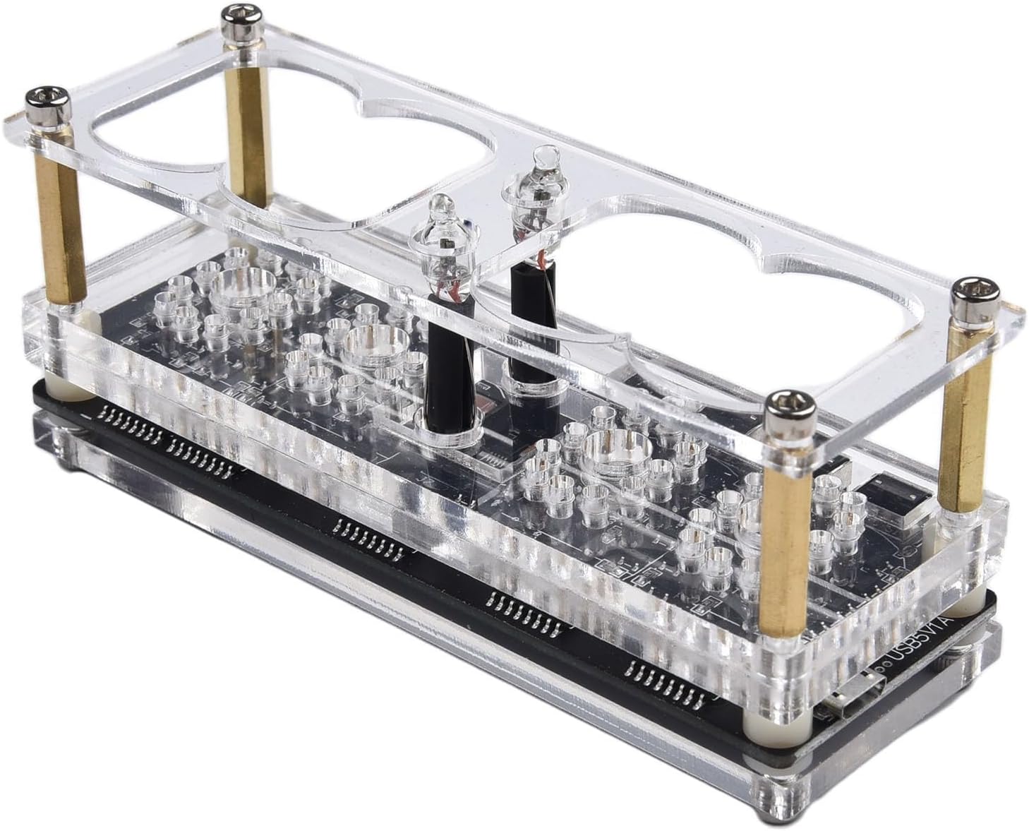 IN-12 Nixie Tube Fluorescent Digital Clock With 225-Color Backlight Acrylic Housing Time Date Display DC 5V Energy Efficient DesignWithout Tubes