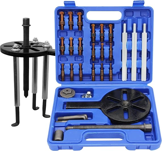 21 in1 Bearing Puller Kit, Bearing Removal Tool, Bearing Separator Set, Bearing Disassembly Gear Puller w/ 3-jaw Hooks and 6 Sizes Red Steel Inner Hole Extractor
