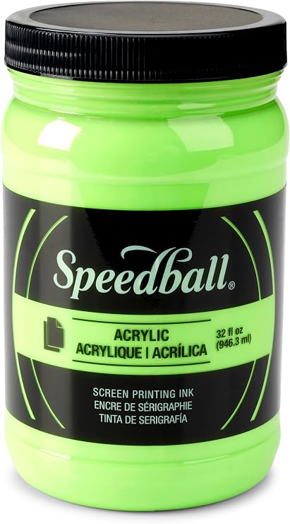 Speedball 046413 Acrylic Screen Printing Ink, 32 fl. oz, Fluorescent Lime Green