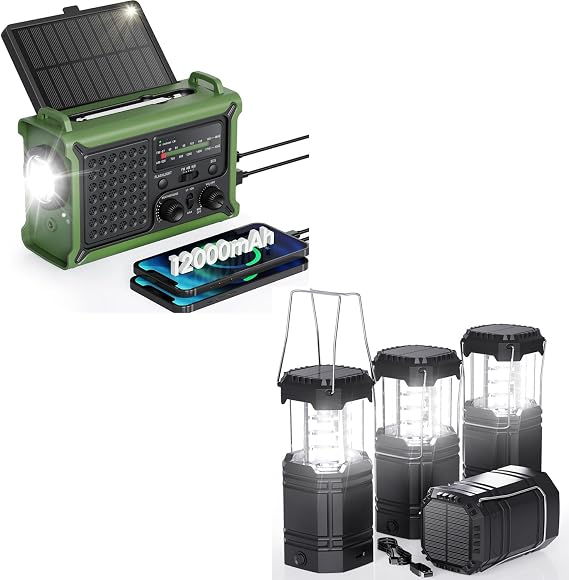 Emergency Weather Radio+4 Pack Camping Solar Lanterns