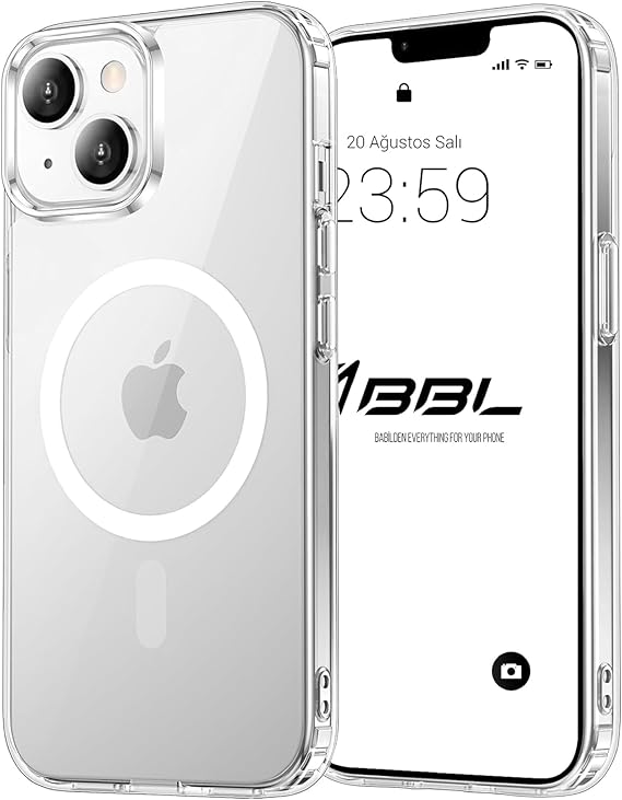 Babilden iPhone 15 İçin Kılıf Kamera Korumalı Magsafe İle Uyumlu Kablosuz Şarj Özellikli Şeffaf Telefon Kılıfı