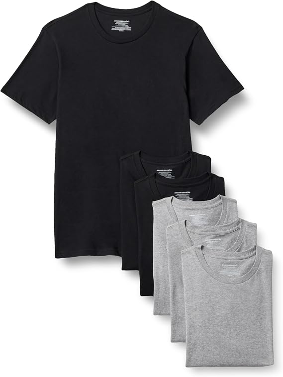 Amazon Essentials Men's Slim Fit Crewneck Undershirts, Pack of 6