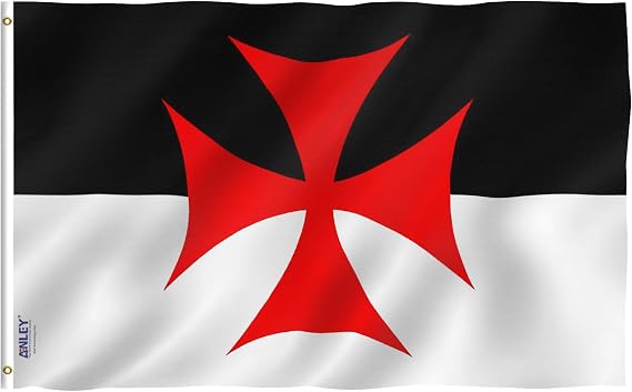 ANLEY Fly Breeze 3x5 Foot Knights Templar Battle Flag - Vivid Color and Fade proof - Canvas Header and Double Stitched - Roman Catholic Church Flags Polyester with Brass Grommets 3 X 5 Ft