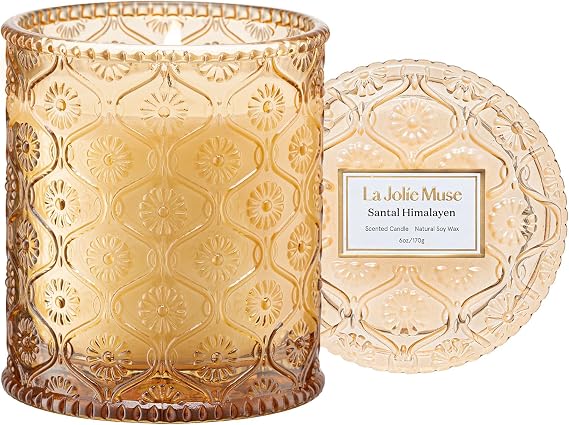 LA JOLIE MUSE Santal Himalayen Scented Candles for Home, Natural Soy 40 Hrs