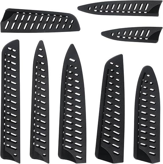 8 Pcs Universal Knife Guards Set, Plastic Safety Knife Covers | Black Knives Sheath Blade Protector Kitchen Knives Sheath for Paring Utility Bread Chef Knifes