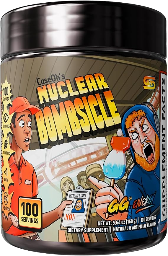 Gamer Supps GG Energy - CaseOh's Nuclear Bombsicle by CaseOh (100 Servings) - Keto Friendly Gaming Energy and Nootropic Blend, Sugar Free + Caffeine + Vitamins + Immune Support, Powder Drink