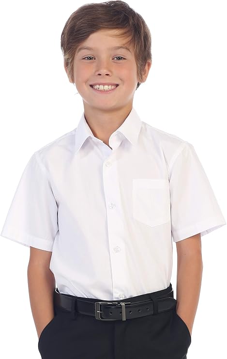 Gioberti Boy's Short Sleeve Solid Dress Shirt