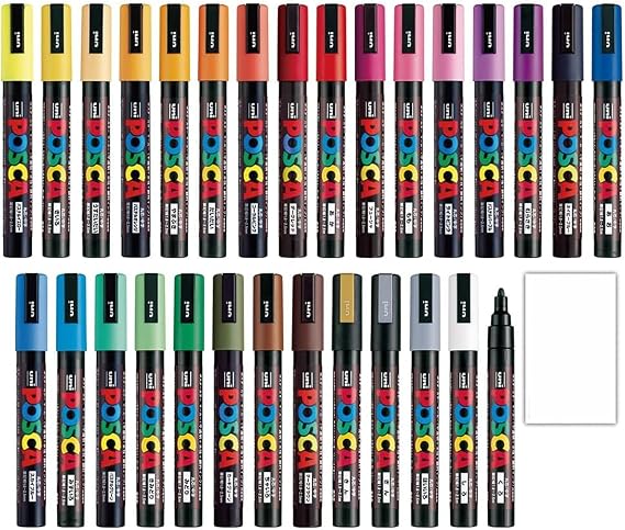 Posca Paint Marker Medium Point (PC-5M) 29 Colors FULL RANGE Bundle Set Uni Mitsubishi Poster Colour ALL COLOR 2.2mm Marking Pen Original Memo pad Set
