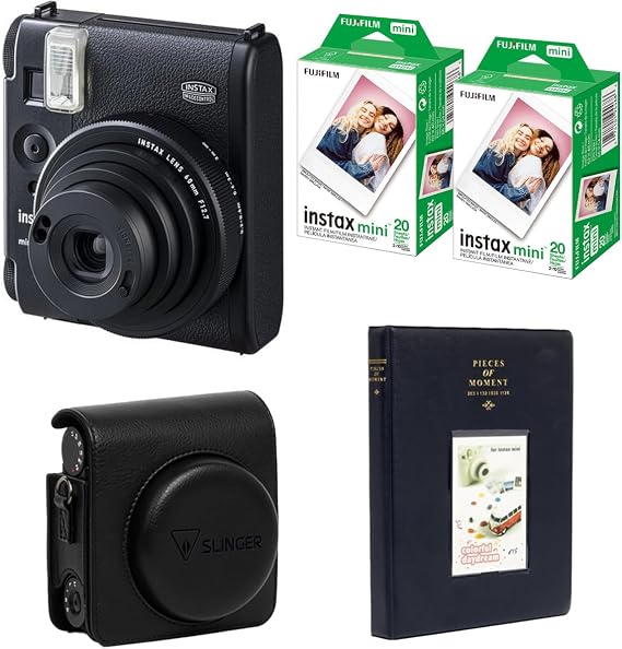 Fujifilm Instax Mini 99 Instant Film Camera, Matte Black, Bundle with 2X (40 Total Exposures) Instant Daylight Film, Photo Album and Protective Case