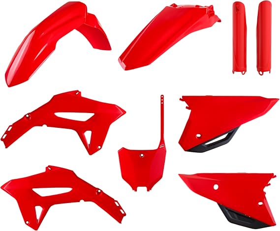 Polisport Motocross MX Replica Plastic Kit - Red/Black (2021-2024) | Durable, flexible OEM-quality replacement plastic kit for Honda CRF450R dirt bikes for 2021 to 2024 models