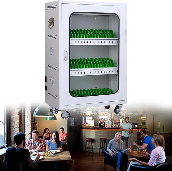 Rechargeable Cellphone Locker Modern Cellphone Charging Station 12slots/20slots/30slots/40slots/50slots/60slots Cellphone Storage Cabinet with Charging Stand,50slots