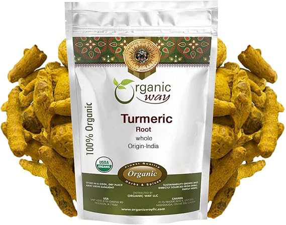 Organic Way Turmeric Root Whole - Herbal Tea (16 Ounce Pack)