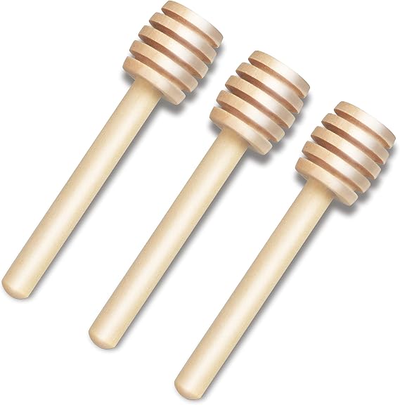 DESIOLE 3-Pack Mini Wooden Honey Dipper Sticks Honey Mixing Stirrer