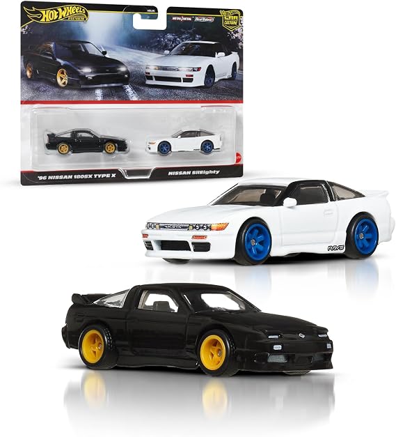 Hot Wheels 1:64 ölçekli araçlardan oluşan Premium Car Culture 2'li paket, benzersiz çiftler, Real Riders tekerlekler, Metal/Metal şasi, koleksiyonculara uygun hediye, JBK96