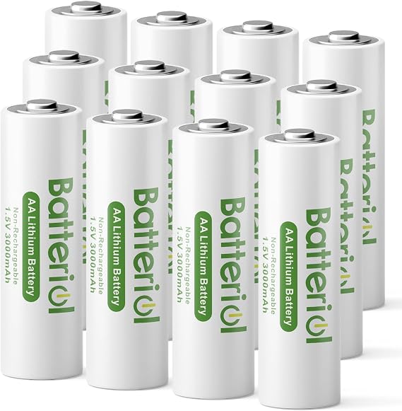 Lithium Batteries AA, Double A Batteries 3000mAh 1.5V Long Lasting for Blink Camera, Flashlight, Video Doorbell, Clocks, Remote Control, Non-Rechargeable (AA 12 Pack)