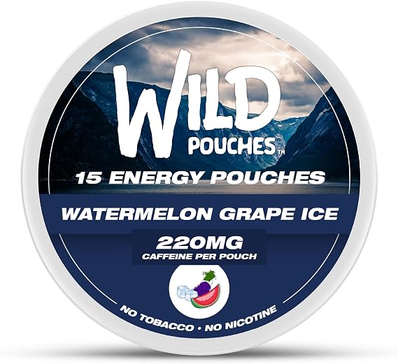 Single 220mg 15 x Watermelon Grape Ice Caffeine Pouches | Nicotine Free | Caffeine Energy Pouches for Fast Energy | Quit Smoking Aid | Available as Single and 5 Packs | Multiple Strengths and Flavors