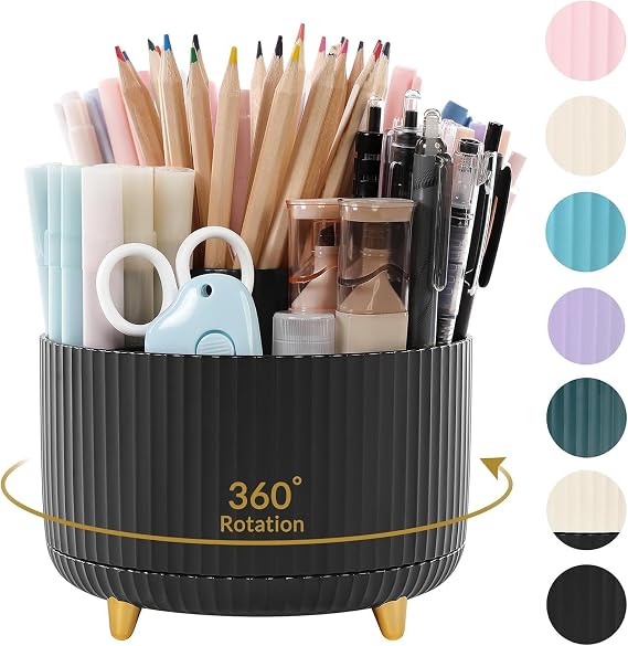 SKYDUE 360 Degree Rotating Desk Organizer, Pencil Pen Holder for Desk
