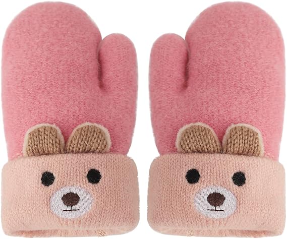 Holiberty Toddler Kids Warm Winter Gloves Cute Infant Baby Boys Girls Thick Fleece Lined Full Finger Ski Snow Gloves Mittens