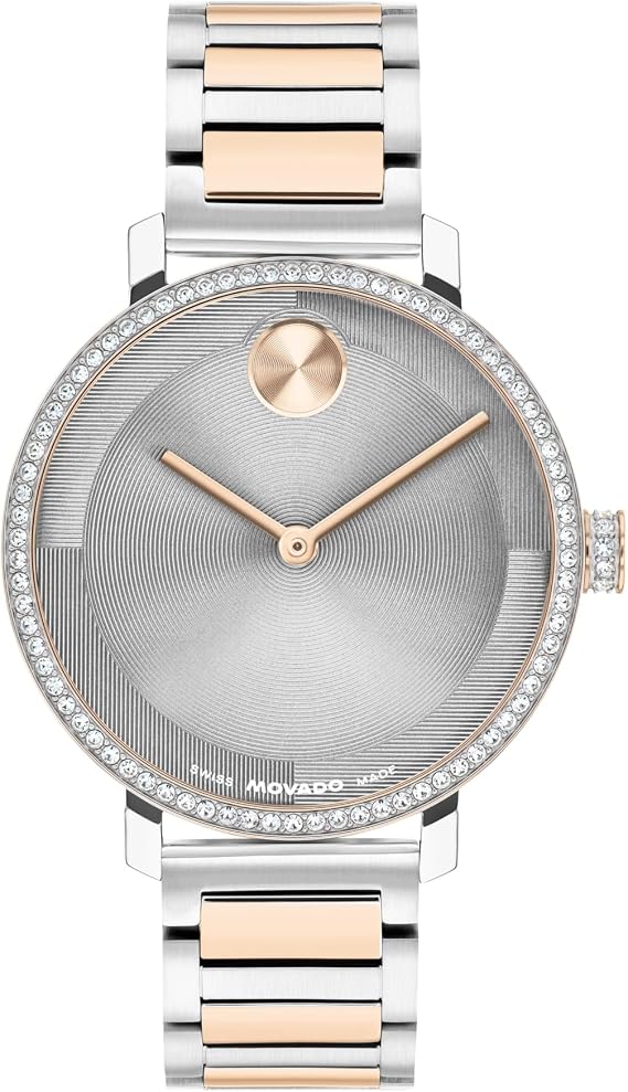 Movado Bold Women's Rose Gold Crystal-Set Watch - Swiss Quartz Movement, 3 ATM Water Resistant Luxury Timepiece - Gift for Her - 34mm