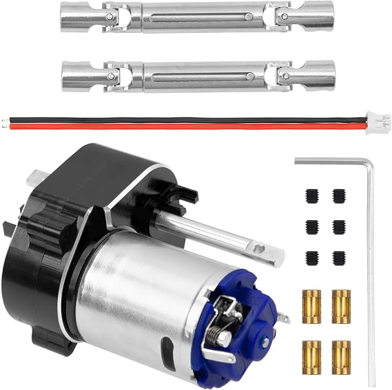ShareGoo Metal Transmission Gearbox Gear Box & Drive Shaft Compatible with MN82 LC79 MN78 1/12 RC Car Upgrades Parts (Black)