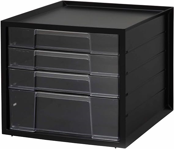 浅型3段+深型1段Iris Ohyama Letter Case A4 with Index Stickers, Drawer, Document Case, Desktop, Stackable, Plastic, Letter Box, Office, Office Supplies, Letter, Stationery Holder, Company, Desk, Home