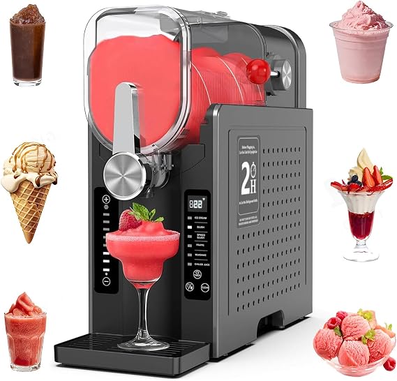 Slushie Machine for Home - No Ice Needed Slushy Machine with Auto Cleaning, One-Touch Reservation & 6 Preset Programs Drink Maker for Margaritas, Milkshakes, Slush and More,42cm(L) x19cm(W) x42cm(H)