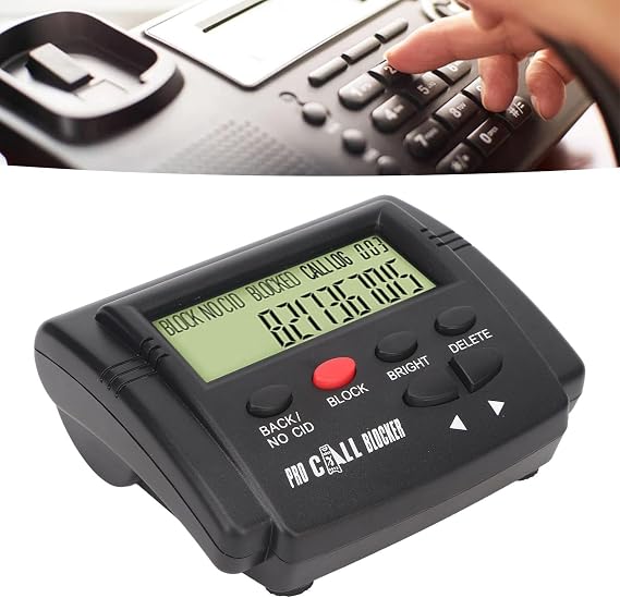 Caller ID Box, Call Blocking Device, Brightness Adjustable Dual Plug Design ABS Call Blocker, 2000 Groups Convenient with LCD Display for Landline