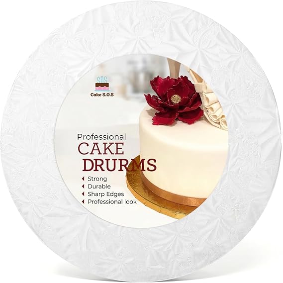 12 Inches White Round Sturdy Cake Board Drums for Displaying Cakes, 1/2 Inch Thick, (1-Pack)