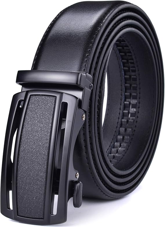 Beltox Men Leather Belt w Slide Ratchet Interchangeable Buckle