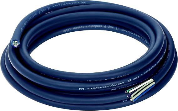 MSC918-20 20 Feet 9 Conductors Blue Speed Wire Primary Wire Speaker Cable 18 AWG Gauge GA 100% OFC Copper Stranded Trailer (11993)