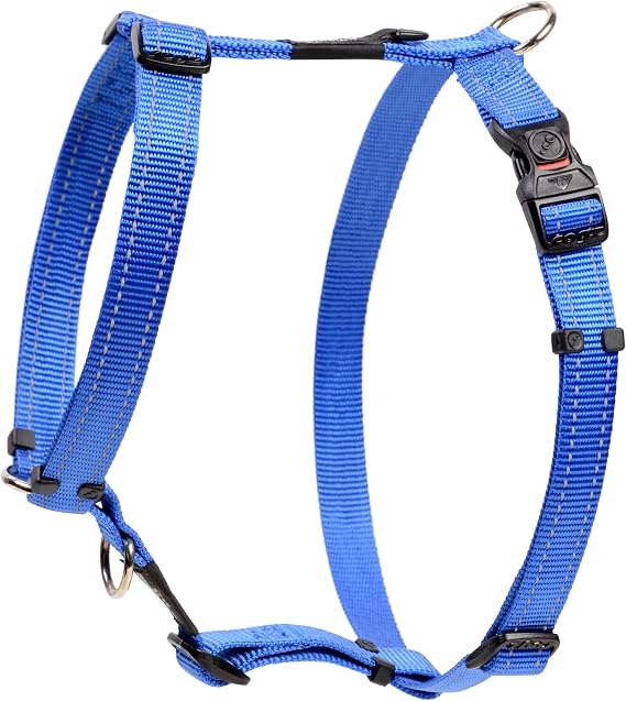 Reflective Adjustable Dog H Harness for Large Dogs; matching collar and leash available, Blue