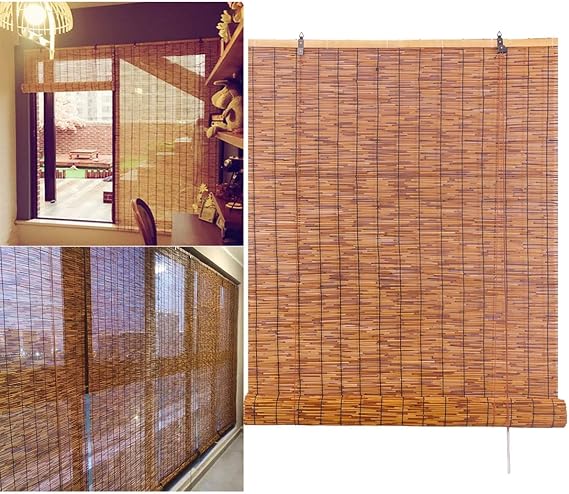 Bamboo Shades Bamboo Roll Up Shades for Window Natural Bamboo Blinds Width 24" 28" 30" 32" 34" 36" 38" 40" 42" 46" 48" 56" 62" 70" 72" 74" Outdoor Blind Cordless(30" W x 48" H)