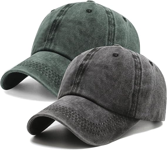 PFFY 2 Packs Vintage Washed Distressed Baseball Cap Dad Hat for Men Women