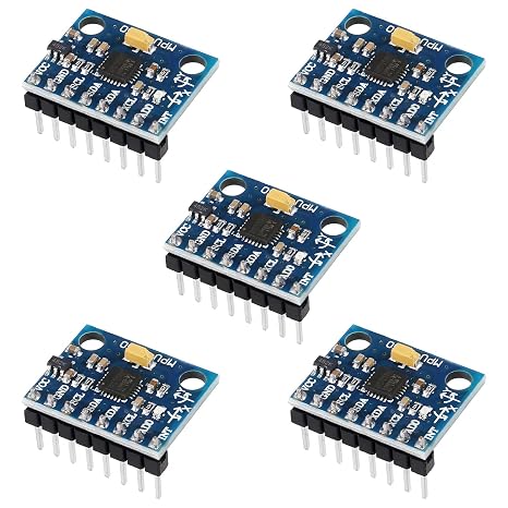 5pcs Pre-Soldered GY-521 MPU-6050 MPU6050 3 Axis Accelerometer Gyroscope Module 6 DOF 6-Axis Accelerometer Gyroscope Sensor Module 16 Bit AD Converter Data Output IIC I2C