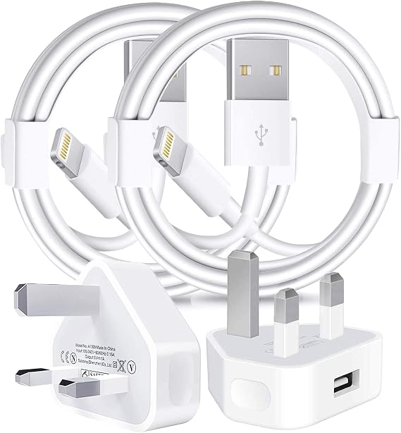 iPhone Charger 2Pack USB Plug with Lightning Cable 1M Wall Charging Adapter