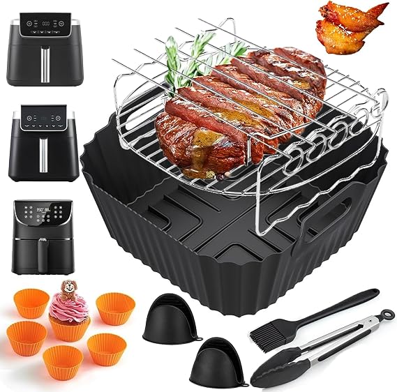 Hot Air Fryer Accessories for Ninja Max PRO 6.2L AF180EU Airfryer Accessories for Cosori 5.5L/6L/6.2L/6.5L Silicone Mould Hot Air Fryer for Ninja PRO 4.7L AF140EU BPA Free