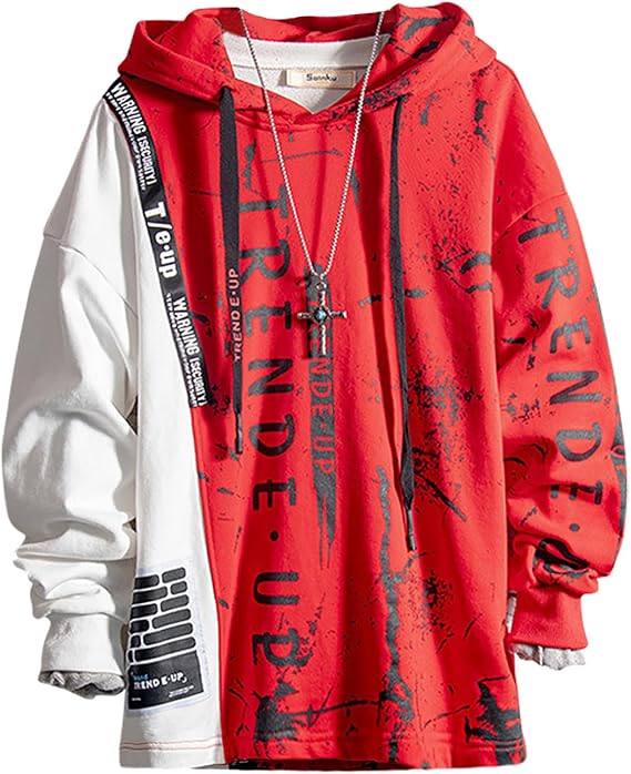 Hoodie Men's Techwear Hoodie Pullover Hip Hop Streetwear Patchwork Sweatshirt Unisex Covisoty Hoodie Men's Hoodie Long Sleeve Basic Sweatshirts Patchwork Contrast Colour Sweatshirt Print Pullover